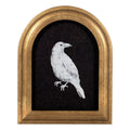 Halloween Bird Wall Art - Black & White Crow Antique Gold Frame 8x10