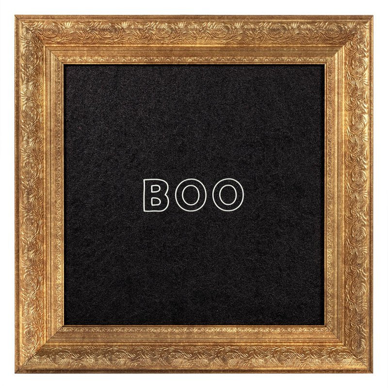 Halloween Boo Gold Framed Art Print 12x12 Antique Paper Wall Decor