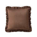 Brown Velvet Ruffle Decorative Pillow 20x20 Inches - Indoor Home Accent