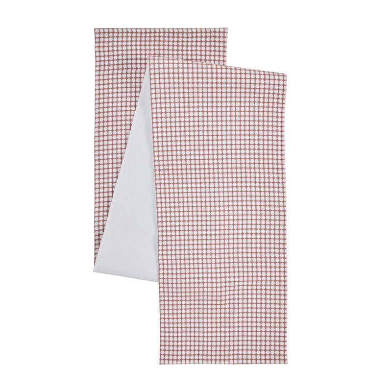 Pink Grid Table Runner - 14" x 90" Cotton Rich Design