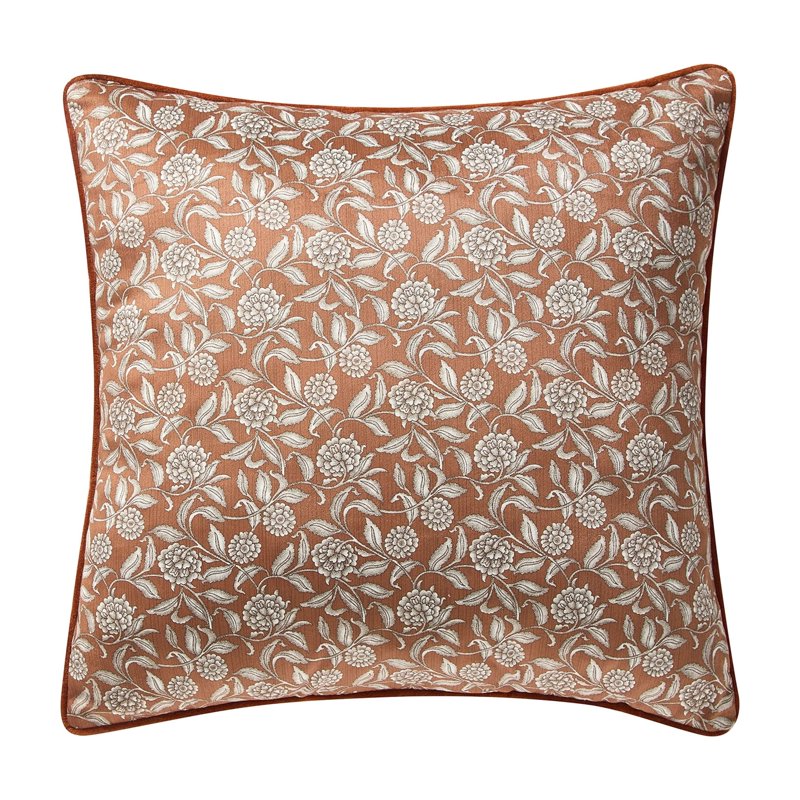 Ginger Floral Velvet Decorative Pillow 20x20 Inch - Farmhouse Style