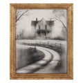 Haunted Path Halloween Art Print 9x11 Framed Wall Decor Under Glass