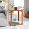 End Table with Open Shelf - Solid Wood, Warm Brown Finish