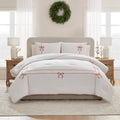 Full/Queen Comforter Set with Embroidered Border and Microfiber Reverse - Bright White