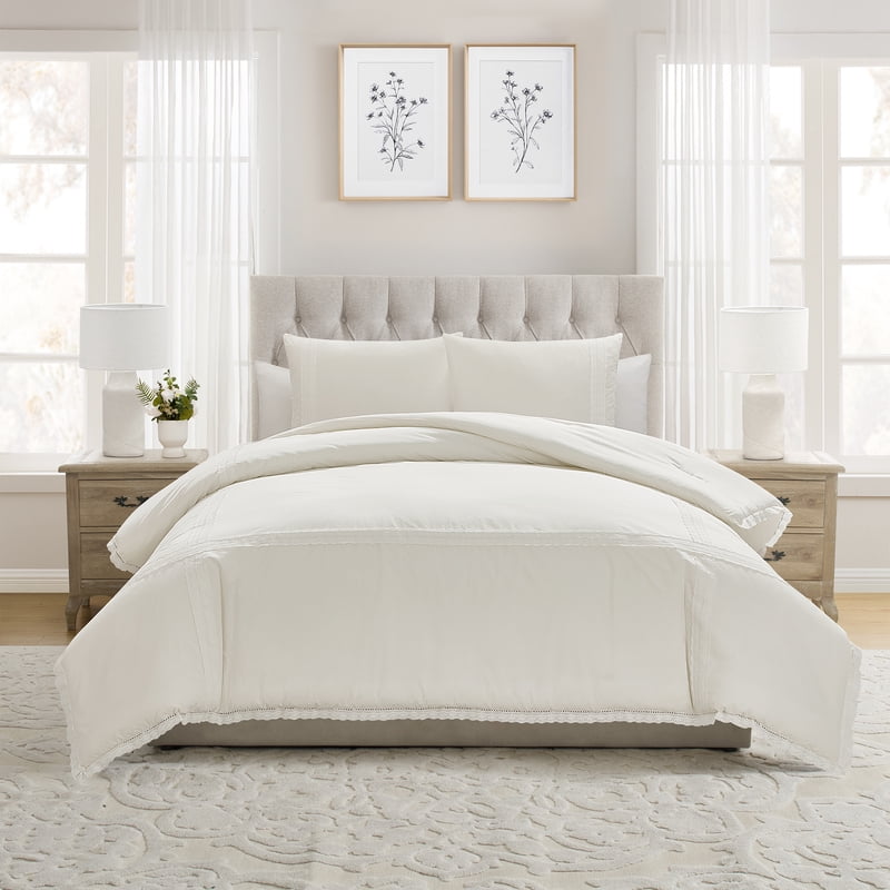 My Texas House Ivory Lace Applique Comforter Set - Full/Queen 3-Piece