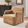 Swivel Accent Chair - Honey Brown Fabric Upholstery
