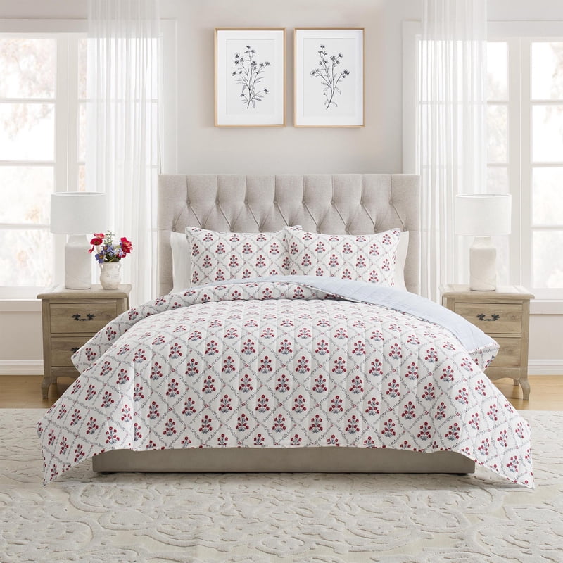My Texas House Trellis Quilt Set Twin XL - 3 Piece Bed Bedding with Shams