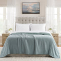 King Green Muslin Flannel Bed Blanket - Reversible Lightweight Throw