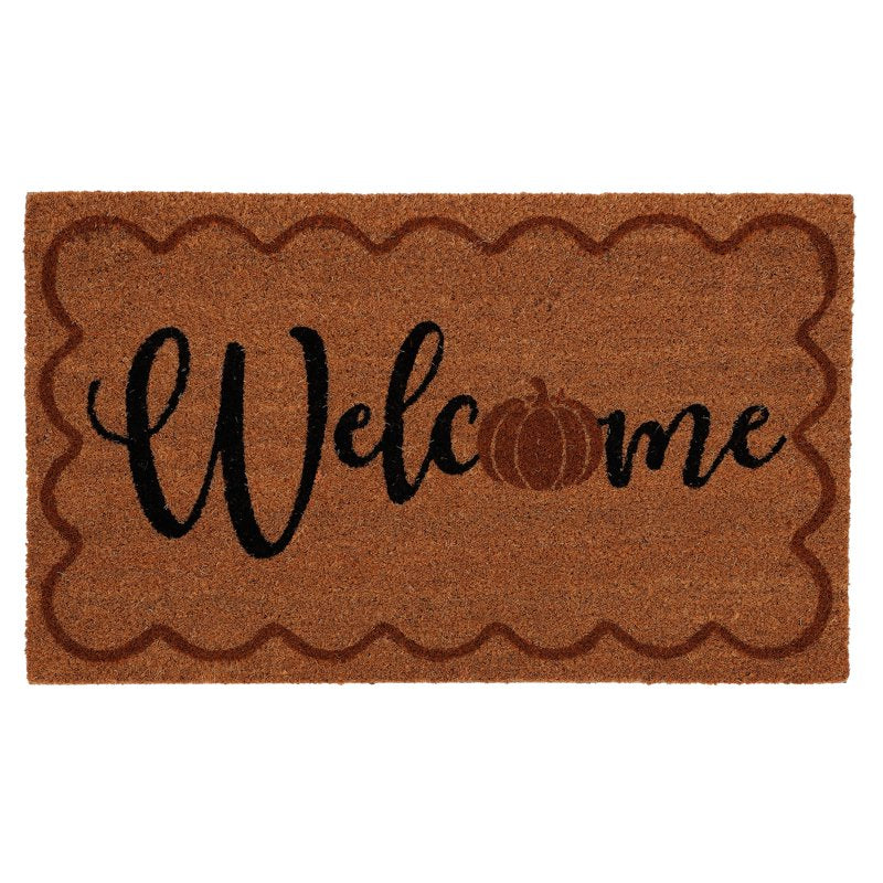 My Texas House Fall Multicolor Welcome Pumpkin Outdoor Coir Doormat - 18 x 30 Inches, Under 2x3