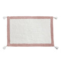 Cotton Bath Rug with Rose Pink Border & Tassels - 20 x 30 Inches