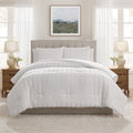 King White Seersucker Comforter Bedding Set - My Texas House Stria 3-Piece