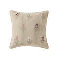 Autumn Embroidered Flowers Decorative Throw Pillow - Taupe 18x18 Inches