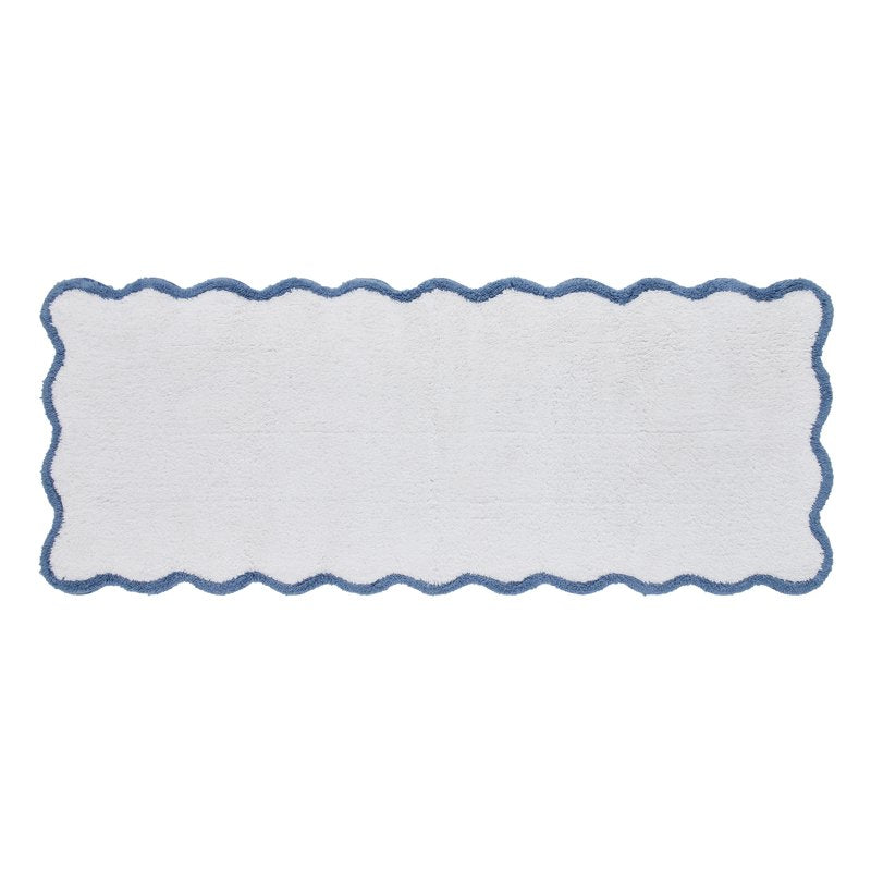 Cotton Bath Rug Runner - My Texas House Whitney Blue Scallop, 24 x 60 in