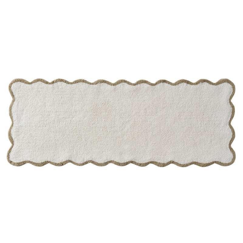 Cotton Bath Rug Runner - Ivory Scallop, 24 x 60 Inches - Farmhouse Style