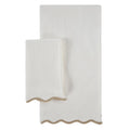 Ivory Cotton Hand and Bath Towel Set - Scallop Border, 2-Piece
