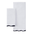 Cotton Hand & Bath Towel Set - White & Black Scallop Border, 2 Piece - Modern Farmhouse Style