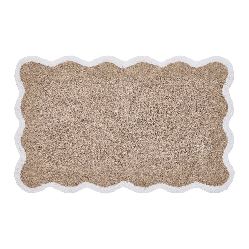 Cotton Bath Rug Taupe Whitney Scallop 20 x 32 Inches - My Texas House