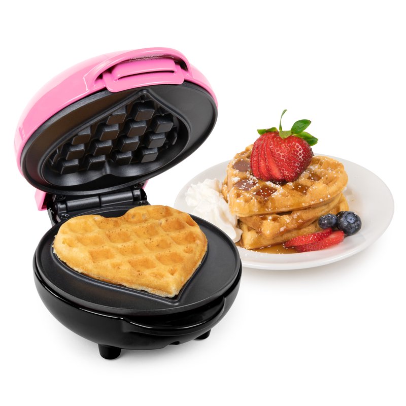 Heart-Shaped Waffle Maker - Compact 5-Inch Nonstick Electric Breakfast Grill