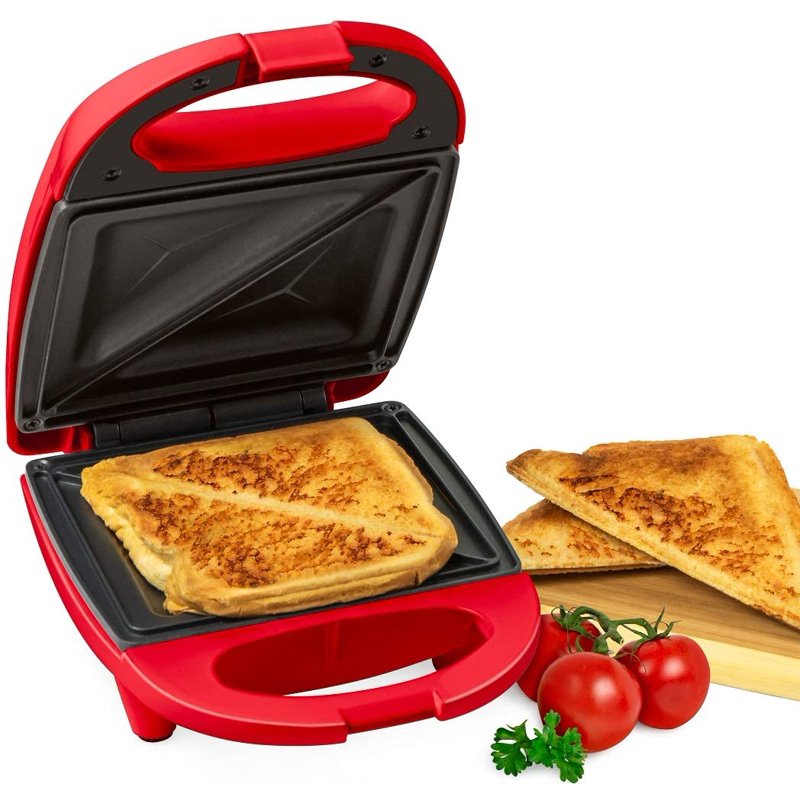 Personal Sandwich Maker, 520W Compact Grill for Paninis and Breakfast - Red