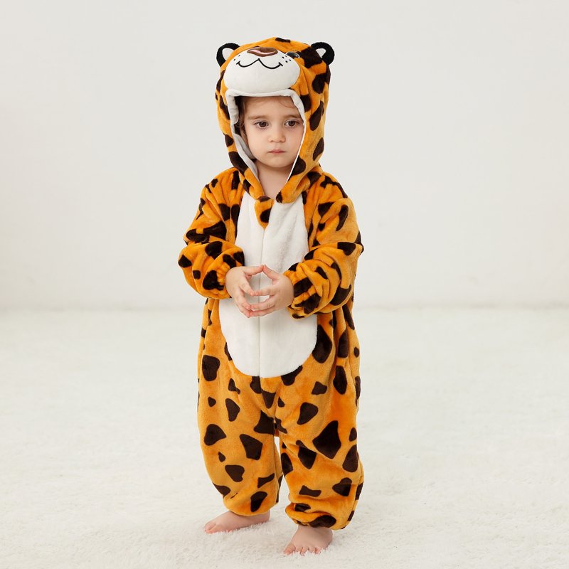 Kids Animal Cosplay Romper Hooded Zipper Jumpsuit for 3-6 Months - Orange, Unisex