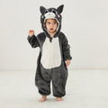 Kids Animal Cosplay Romper Hooded Flannel Jumpsuit for 3-6 Months - Dark Gray