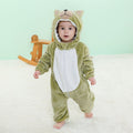 Kids Animal Cosplay Romper - Hooded Flannel Jumpsuit for 12-18 Months - Green D Variation