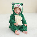 Toddler Animal Cosplay Jumpsuit for Boys Girls 3-4T Hooded Flannel Outfit - Green