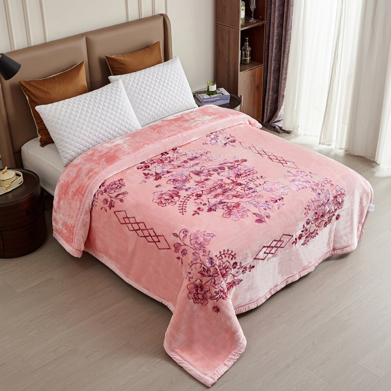 Pink King Size Heavy Mink Fleece Blanket 10.5lbs Winter Bedspread 87x94
