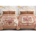 Beige Floral King Size Fleece Blanket 10Lbs Heavyweight Bed Throw