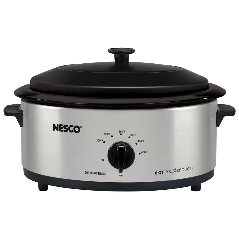 6 Quart Electric Roaster Oven with Temperature Control - Silver