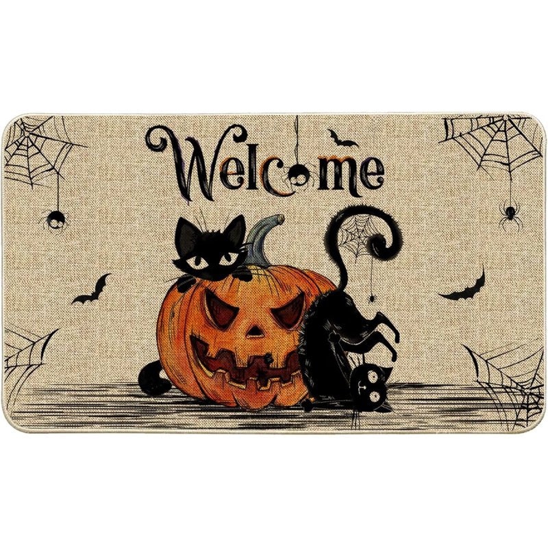 Halloween Door Mat Pumpkin Cat Gnomes Non-Slip Washable 31.5x19.7 Inch