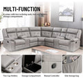 PU Leather Reclining Sectional Sofa Set with 2 Consoles & Storage