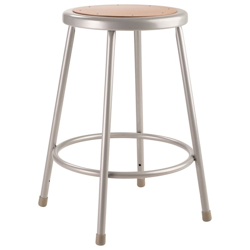 Heavy Duty 24" Metal and Wood Stool - Gray & Brown