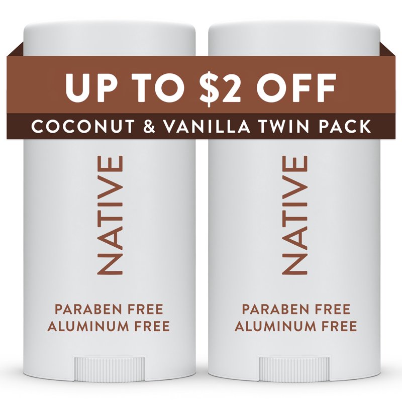 Aluminum-Free Coconut & Vanilla Deodorant Stick - 2.3 oz, 2-Pack