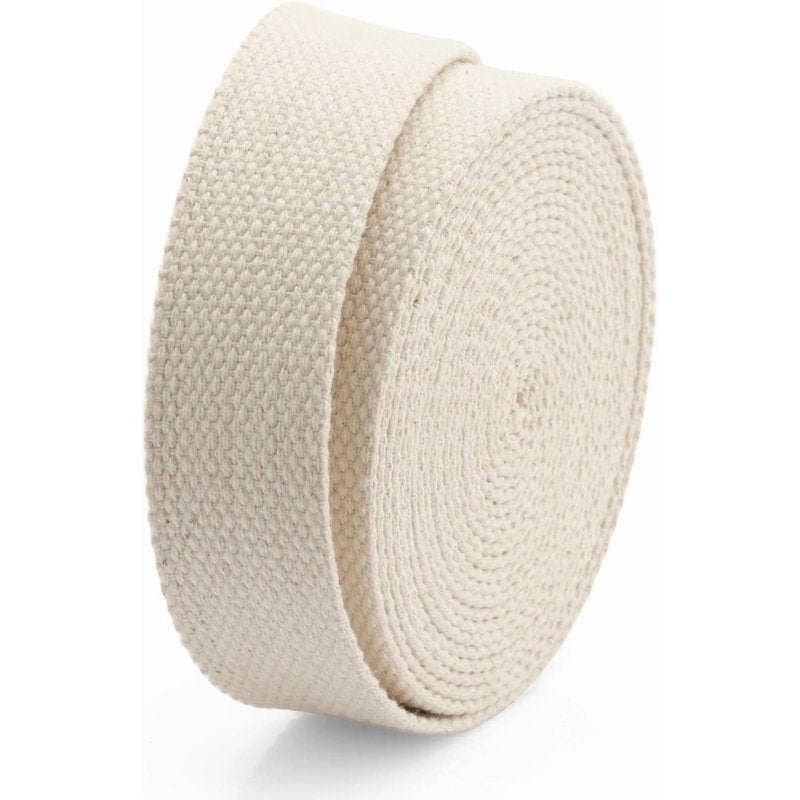 Cotton Webbing Ribbon for Bags Sewing Crafts - 1 Inch x 5 Yards, Natural