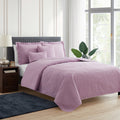 Nestl 5 Piece Queen Quilt Set - Lavender Dream, Grid Weave Microfiber Bedspread