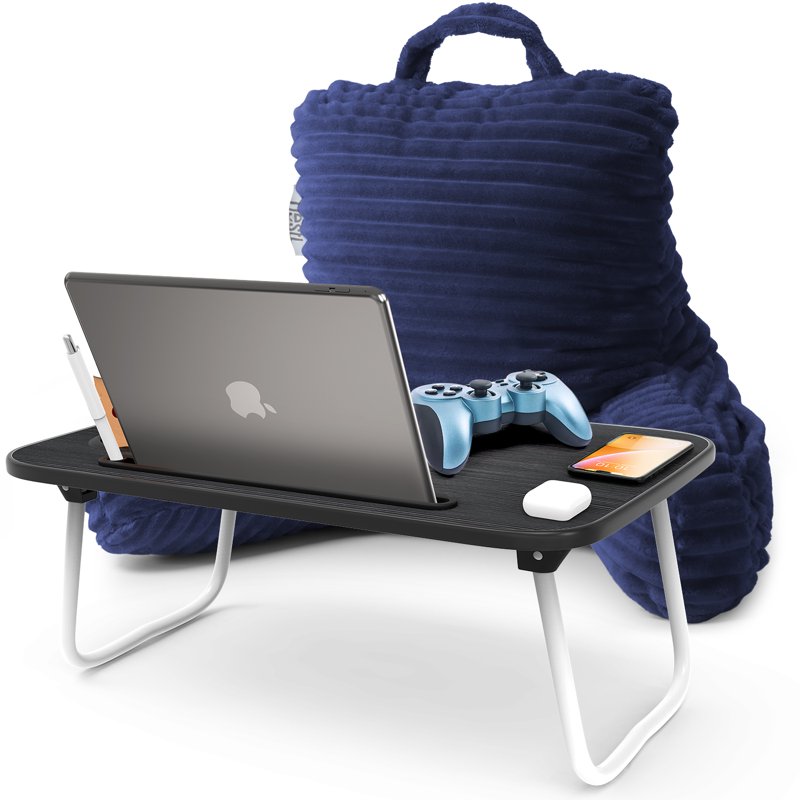 Nestl Reading Pillow with Lap Desk Stand - Small Royal Blue Support Cushion for Kids & Teens