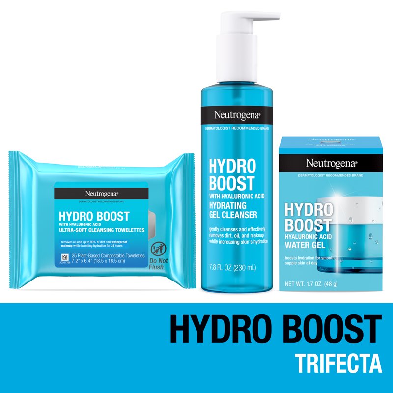 Hydro Boost Hydrating Skincare Bundle - Cleanser, Moisturizer & Wipes