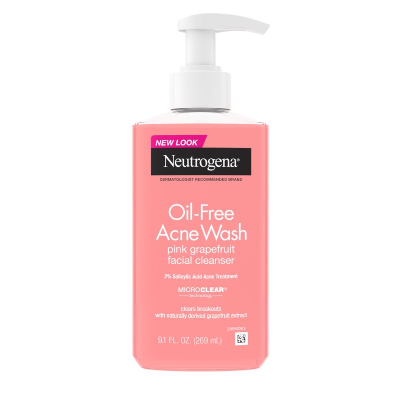 Oil-Free Pink Grapefruit Acne Face Wash with 2% Salicylic Acid, 9.1 fl oz