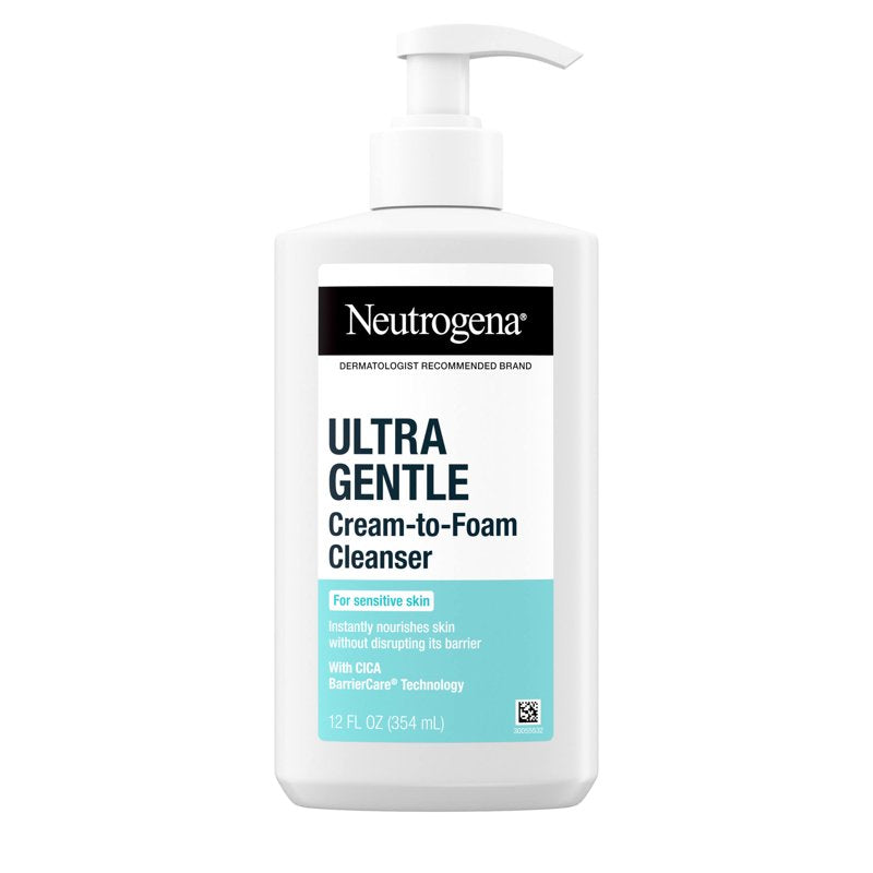 Ultra Gentle Cream-to-Foam Face Wash, Fragrance-Free Facial Cleanser 12 fl oz