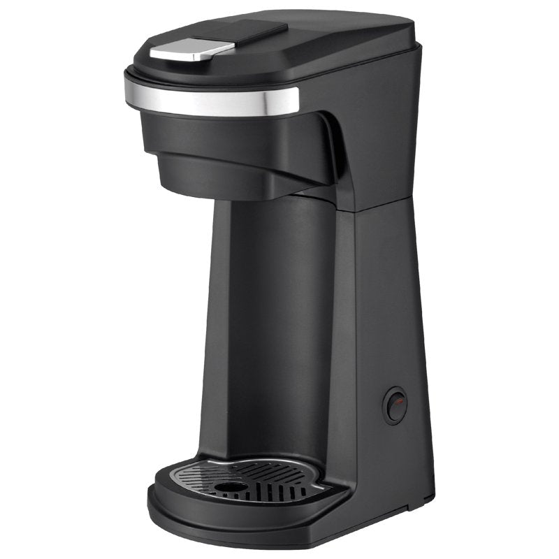 Single-Serve Coffee Maker with Reusable Pod - 14 oz Capacity, Black