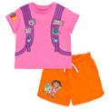 Kids Dora the Explorer Costume Set with T-Shirt and Shorts - Pink/Orange 5T