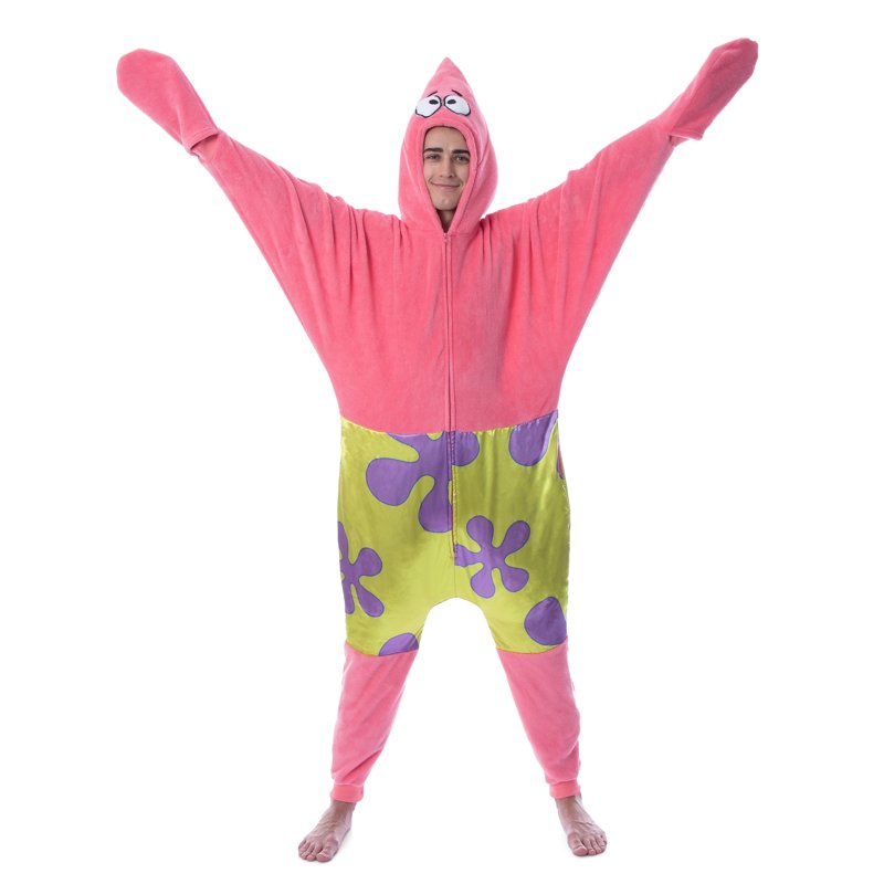 Pink Patrick Star Hooded Union Suit Pajama - Men's SpongeBob Sleepwear 2X/3X