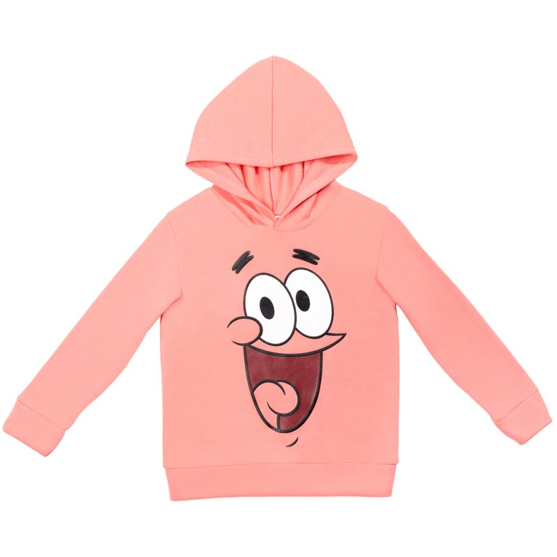 Kids Fleece Pullover Hoodie - Pink Patrick SpongeBob SquarePants, Size 10-12