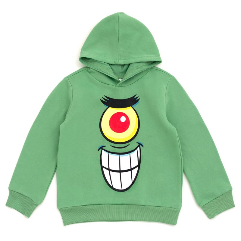 Men's Fleece Hoodie - SpongeBob Plankton Jade Green, Size L