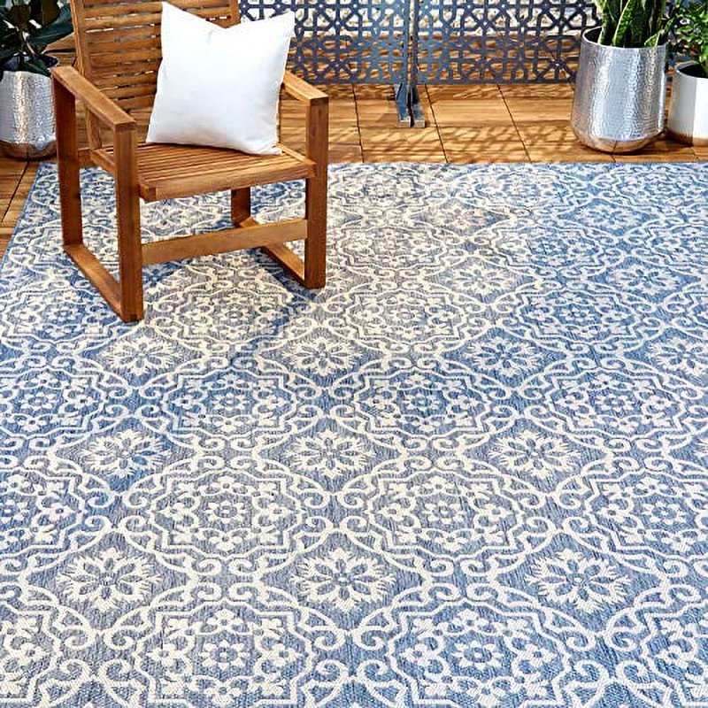 Nicole Miller New York Patio Country Danica Geometric Indoor Outdoor Area Rug - 5'2" x 7'2" - Blue Grey
