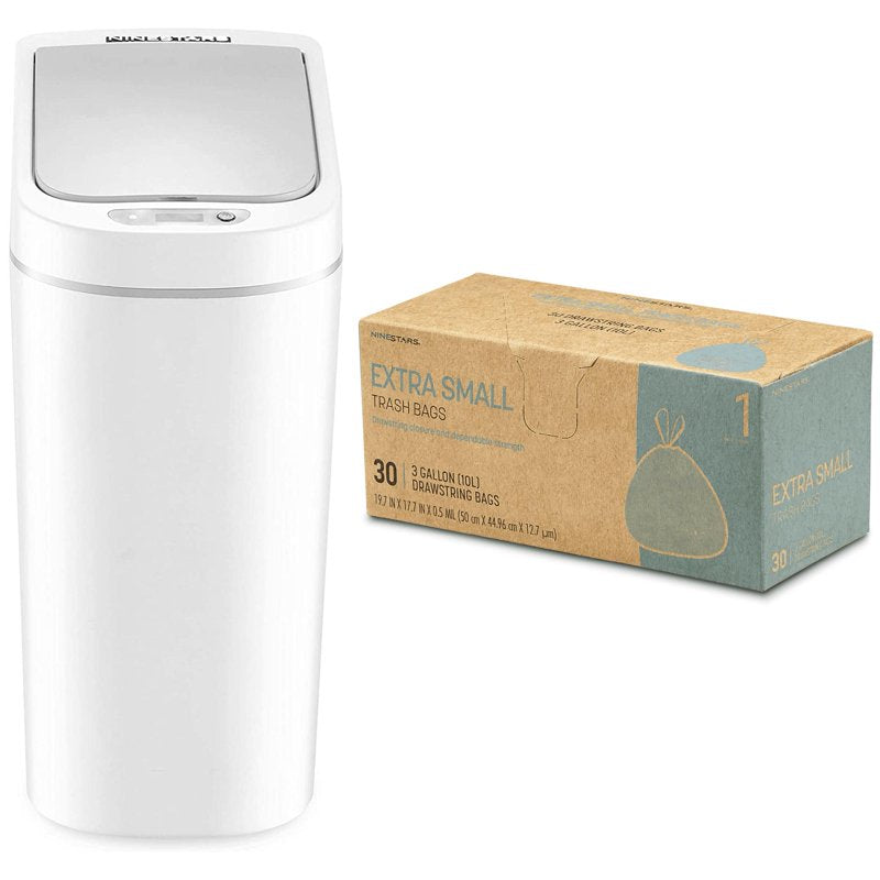 Automatic Bathroom Trash Can with Motion Sensor & Bags - White