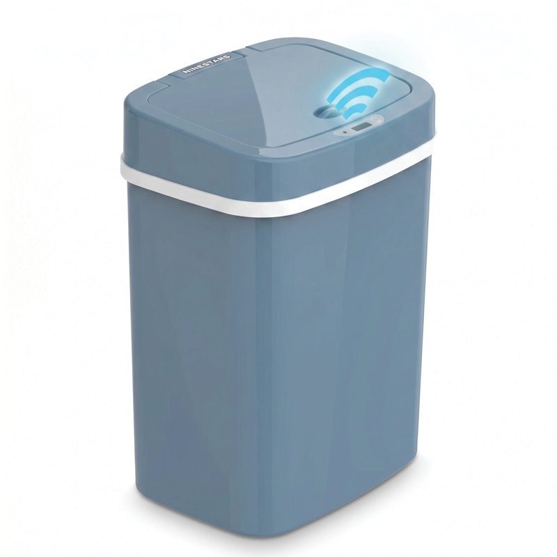 3.2 Gallon Motion Sensor Trash Can with Trash Bags - Steel Blue