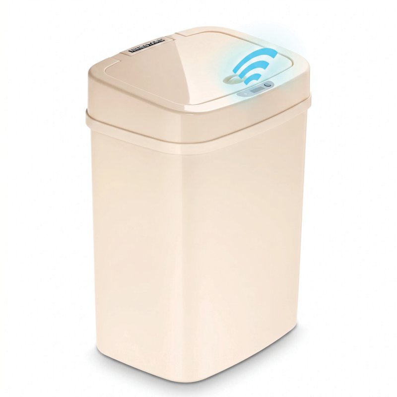 Automatic Bathroom Trash Can - 3.2 Gallon Plastic, Motion Sensor, Soft Close Lid - Vanilla Dream