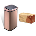 Automatic Kitchen Trash Can with Motion Sensor - 13.2 Gallon, Gold Stainless Steel + Trash Bags